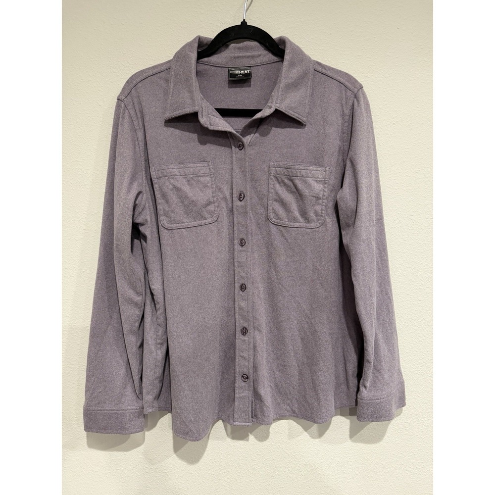 32 Degrees Ladies' Super‎ Soft Fleece Button Up Shirt | Purple | Size Large EUC